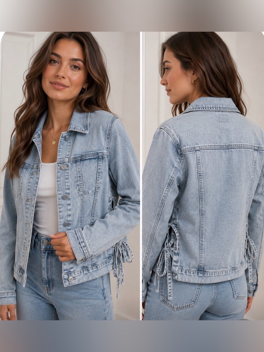 Nicole Miller denim jacket with side-tie detailing BNWT